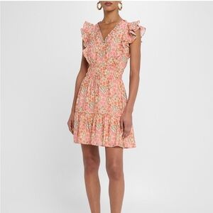 PAIGE Floral Dress in Orange and Pink, sz 4. NWT